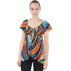 Madhubani Art A Lace Front Dolly Top by BellaVistaTshirt02