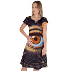 Eye Of The Universe (ai) Classic Short Sleeve Dress by dflcprintsclothing
