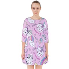 Beautiful Cute Animals Pattern Pink Smock Dress by Grandong