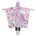 Beautiful Cute Animals Pattern Pink Kids  Hooded Rain Ponchos View2