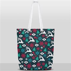 Holiday Season Pattern December Happy Holidays Merry Christmas Winter Family Festive New Year Full Print Rope Handle Tote (small) by Maspions