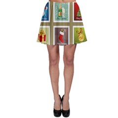 Christmas Stamp Pattern Skater Skirt by Maspions