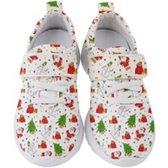Christmas Pattern  Trees Santa Kids  Velcro Strap Shoes by Maspions