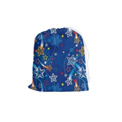 Christmas Stars Pattern Star Drawstring Pouch (medium) by Maspions