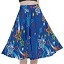 Christmas Stars Pattern Star A-Line Full Circle Midi Skirt With Pocket View1