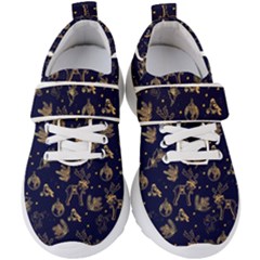 Christmas Pattern Gold December  Happy Holidays Merry Christmas Winter Family Festive Gold New Year Kids  Velcro Strap Shoes by Maspions