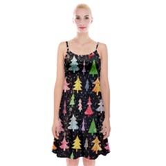 Fun Christmas Trees Adoxali Scandinavian Artistic Background Pattern Spaghetti Strap Velvet Dress by Maspions