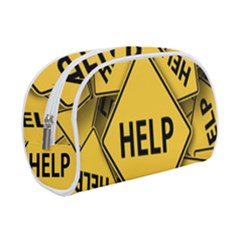 Caution Road Sign Help Cross Yellow Make Up Case (small) by anzea