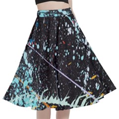 Abstract Colorful Texture A-line Full Circle Midi Skirt With Pocket by Bedest