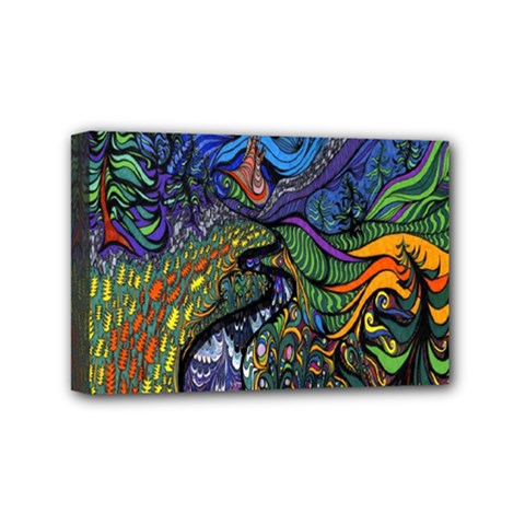 Psychedelic Digital Art Artwork Landscape Colorful Mini Canvas 6  X 4  (stretched) by Bedest