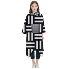 Frets Mosaic Pattern Geometric Kids  Hooded Rain Ponchos by Bedest