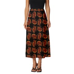 Fantasy Skeleton Dragon Hand Drawn Motif Pattern Classic Midi Chiffon Skirt by dflcprintsclothing