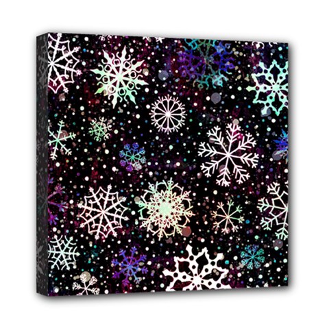 Shiny Winter Snowflake Abstract Christmas Cold Crystal December Mini Canvas 8  X 8  (stretched) by Bedest