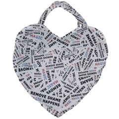 Embrace The Magic Inspirational Phrase Pattern Giant Heart Shaped Tote by dflcprintsclothing