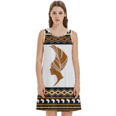 African Women Pattern Seamless Style Round Neck Sleeve Casual Dress With Pockets by Bedest