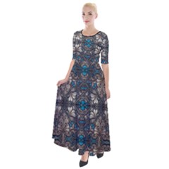 Ornate Baroque Floral Pattern Print Half Sleeves Maxi Dress by dflcprintsclothing