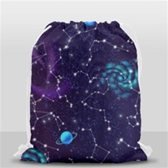 Realistic Night Sky Poster With Constellations Drawstring Bag (small) by Ket1n9