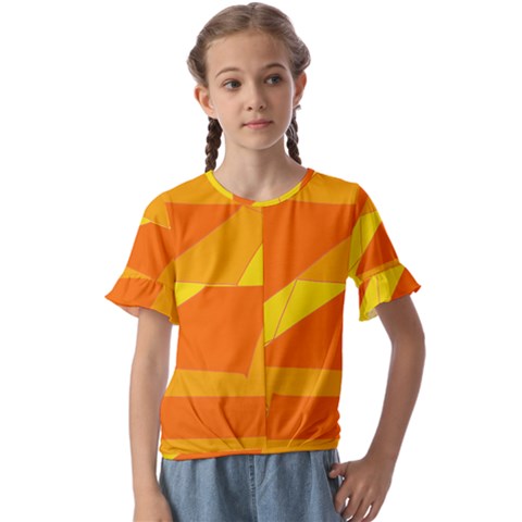 Pattern Abstract Triangle Simple Kids  Cuff Sleeve Scrunch Bottom T-shirt by Bedest