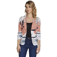Abstract Architecture Women s One-button 3/4 Sleeve Short Jacket by Bedest