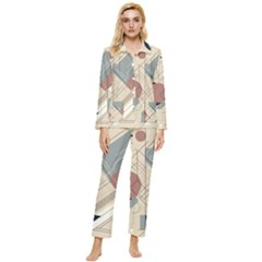 Boho Abstract Architecture Womens  Long Sleeve Velvet Pocket Pajamas Set by Bedest