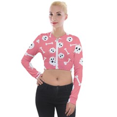 Halloween Pattern With Sculles And Bones 20240926 160927 0000 Long Sleeve Cropped Velvet Jacket by Safari