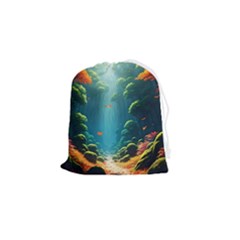 Autumn Trees Nature Drawstring Pouch (small) by Bedest