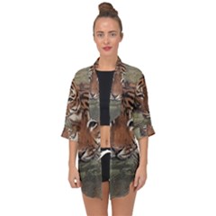 Swimming Tiger Open Front Chiffon Kimono by ExtraAwesomeSauce