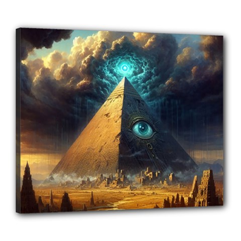 Mystic Blue Pyramid Art Canvas 24  X 20  (stretched) by ExtraAwesomeSauce