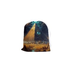 Mystic Blue Pyramid Art Drawstring Pouch (xs) by ExtraAwesomeSauce