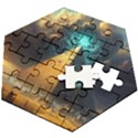 Mystic Blue Pyramid Art Wooden Puzzle Hexagon View2