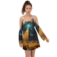 Mystic Blue Pyramid Art Boho Dress by ExtraAwesomeSauce