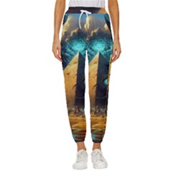 Mystic Blue Pyramid Art Women s Cropped Drawstring Pants by ExtraAwesomeSauce