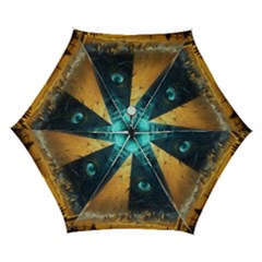 Mystic Blue Pyramid Art Automatic Folding Umbrella With Case (small) by ExtraAwesomeSauce