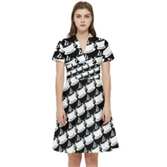 Stylish Coffee Cup Pattern Short Sleeve Waist Detail Dress by ExtraAwesomeSauce