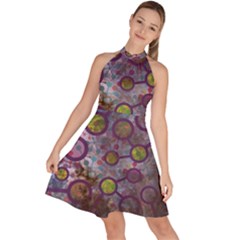 Abstract Molecular Space Art Sleeveless Halter Neck A-line Dress by ExtraAwesomeSauce