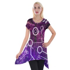 Cosmic Network Geometric Art Short Sleeve Side Drop Tunic by ExtraAwesomeSauce