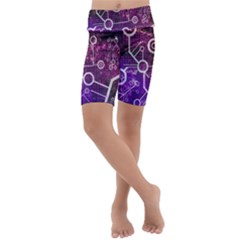 Cosmic Network Geometric Art Kids  Lightweight Velour Cropped Yoga Leggings by ExtraAwesomeSauce