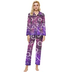 Cosmic Network Geometric Art Womens  Long Sleeve Velvet Pocket Pajamas Set by ExtraAwesomeSauce