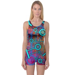 Abstract Tech Galaxy Design One Piece Boyleg Swimsuit by ExtraAwesomeSauce