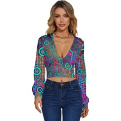 Abstract Tech Galaxy Design Long Sleeve Deep-v Velour Top by ExtraAwesomeSauce