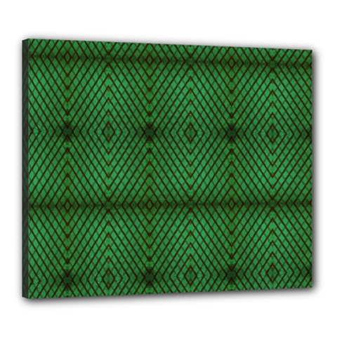 Green Diamond Grid Pattern Canvas 24  X 20  (stretched) by ExtraAwesomeSauce