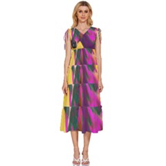 Vibrant Abstract Equine Art V-neck Drawstring Shoulder Sleeveless Maxi Dress by ExtraAwesomeSauce