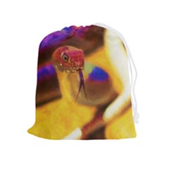 Vibrant Forked-tongue Snake Art Drawstring Pouch (xl) by ExtraAwesomeSauce