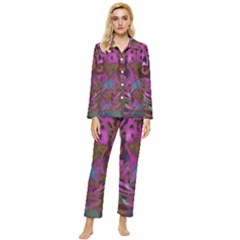 Pink And Purple Leopard Womens  Long Sleeve Velvet Pocket Pajamas Set by ExtraAwesomeSauce