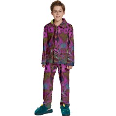 Pink And Purple Leopard Kids  Long Sleeve Velvet Pajamas Set by ExtraAwesomeSauce