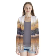 Serene Sunset Over Water Drape Collar Cardigan by ExtraAwesomeSauce