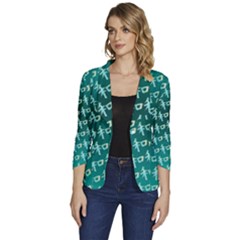 Peaceful Japanese Kanji Design Women s One-button 3/4 Sleeve Short Jacket by ExtraAwesomeSauce
