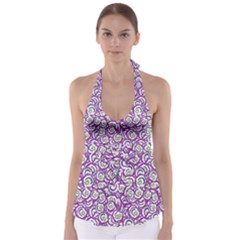 Funny Bacterias Drawing Motif Random Pattern Tie Back Tankini Top by dflcprintsclothing