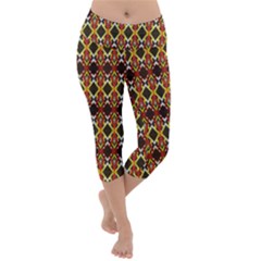 Colorful Geometric Pattern Design Lightweight Velour Capri Yoga Leggings by ExtraAwesomeSauce