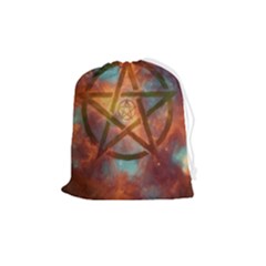 Enchanted Nebula Pentagram Art Drawstring Pouch (medium) by ExtraAwesomeSauce